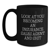 Funny Gifts for Insurance Sales Agents, Black Coffee Mug, Unique Christmas Unique Gifts from Friends, Coworkers, or Family - Main